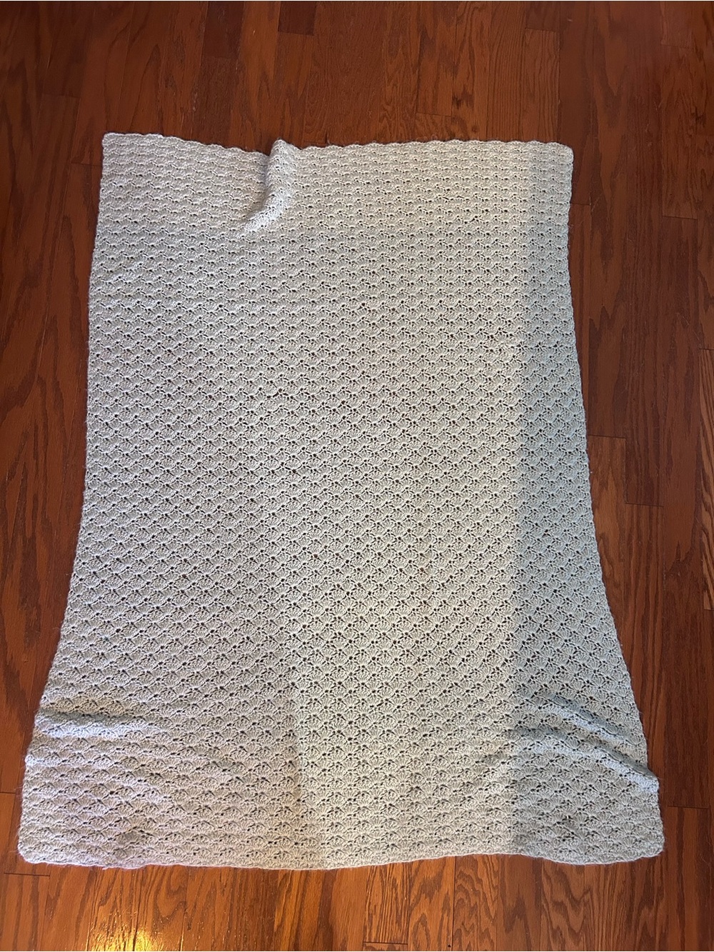 Handmade Crochet Baby Blanket - light baby blue 55in x 39in
